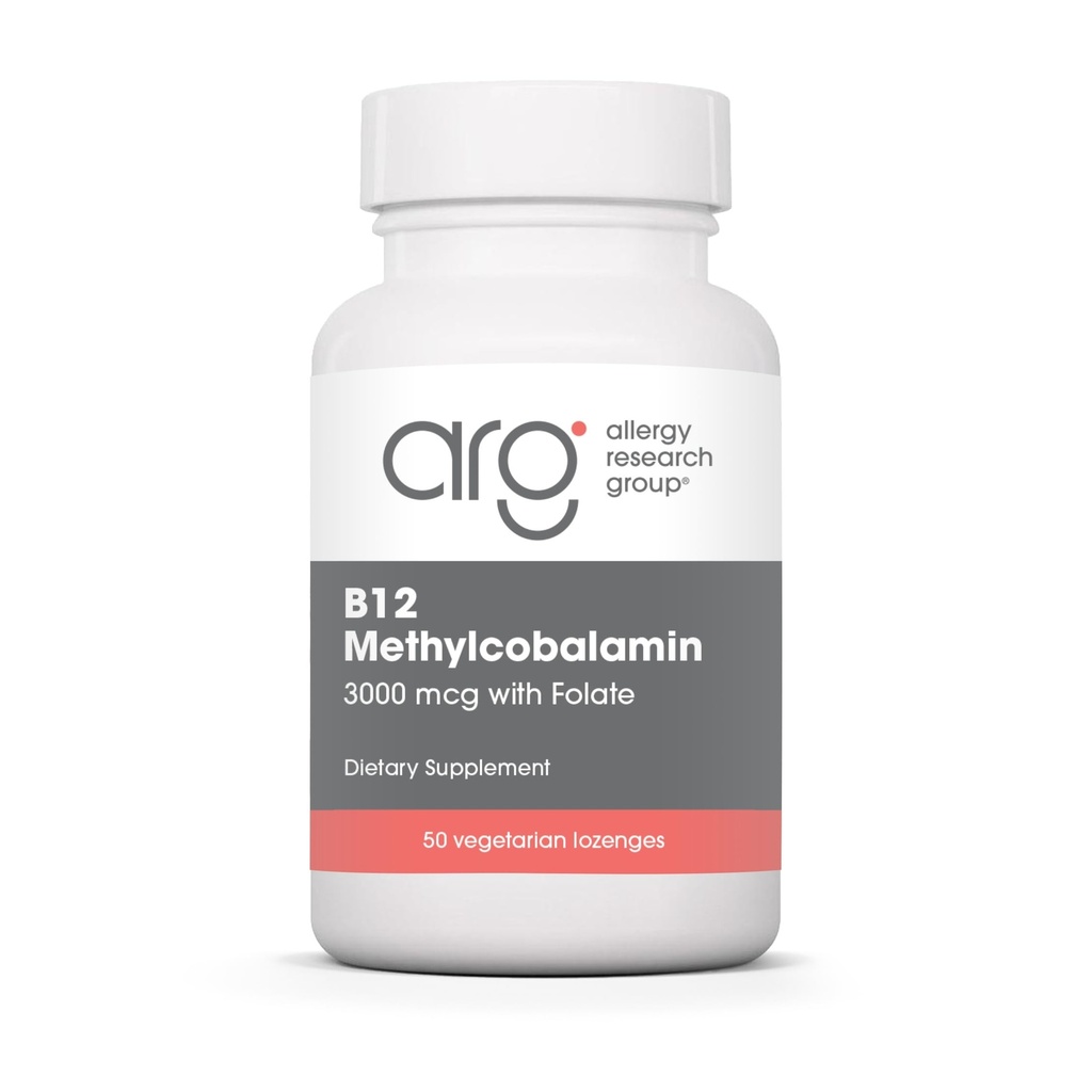 Kelompok Penelitian Alergi B12 Methylcobalamin Suplemen - Vitamin B12 dan Finolate, dengan 400 mcg Folic Acid, Pure, Vegetarian Lozenges - 50 Count