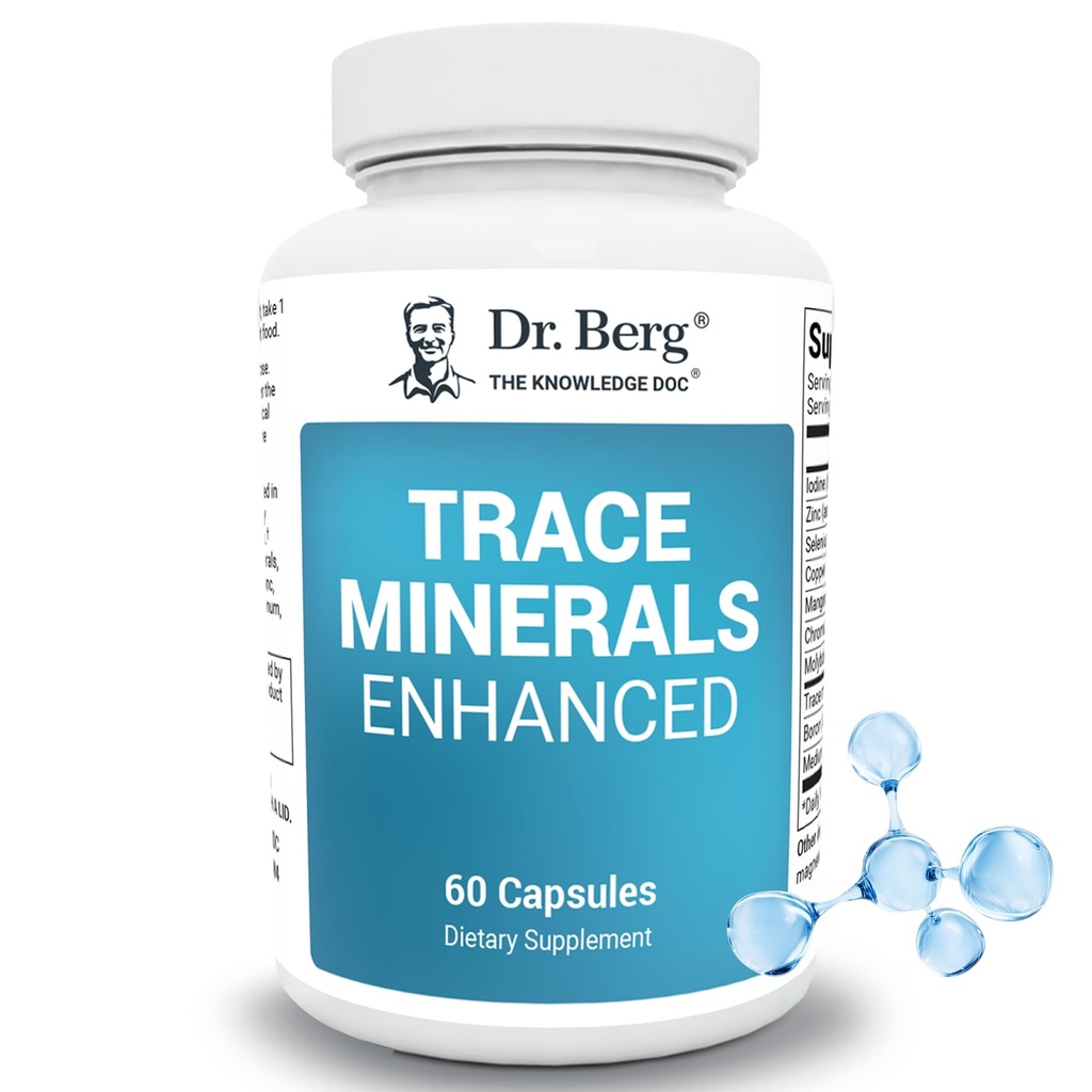 Dr. Berg Trace Minerals Enhanced Complex - Lengkap dengan 70 + Mineral Termasuk 10 mg Zinc - Dietary Suplemen - 60 Capsules