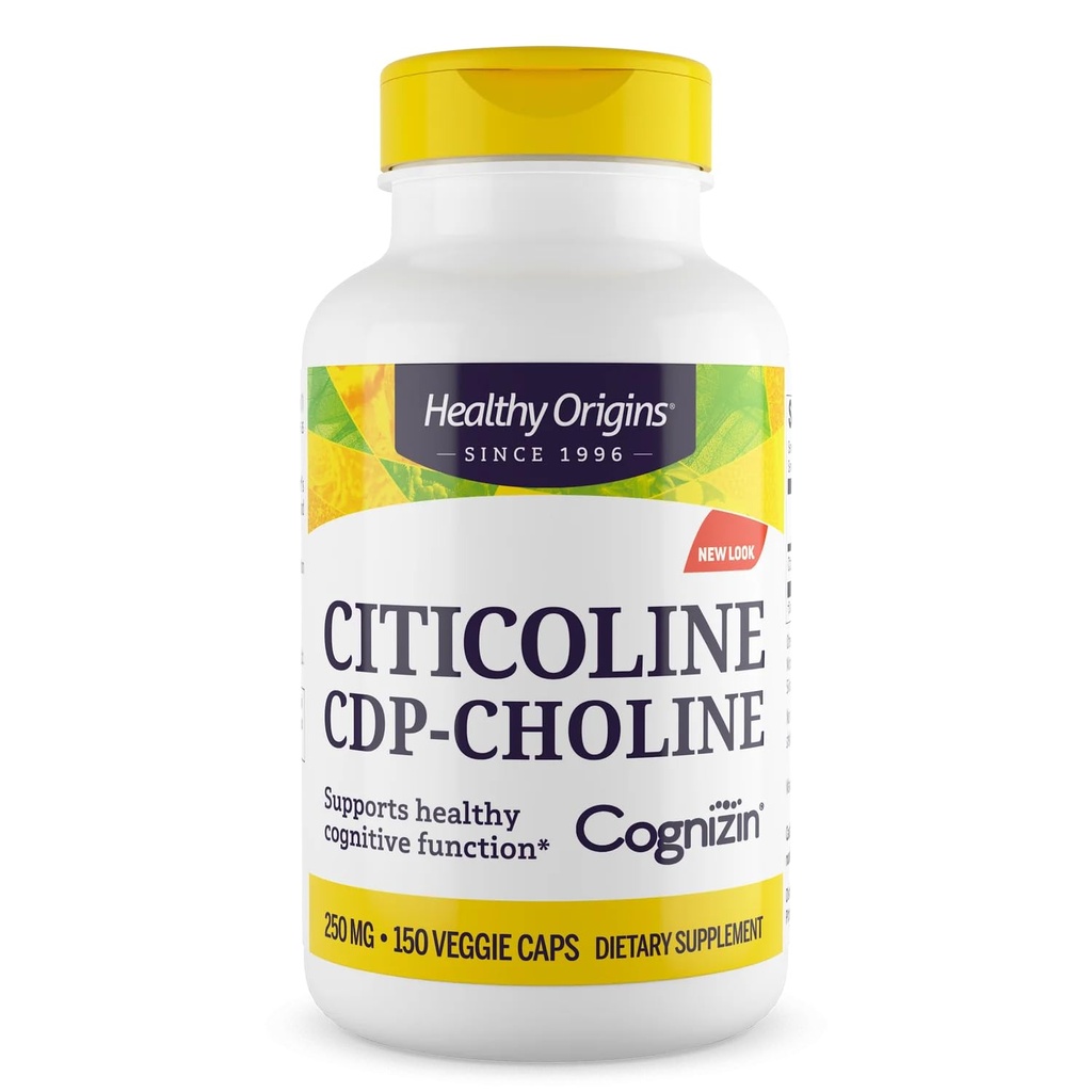 Origins Sehat Cognizin (Citicoline), 250 mg - Suplemen Otak untuk Memori dengan Chotycoline CDP Choline - Non-GMO, Vegan & Gluten- Free Suplemen - 150 Vevgie Capsules