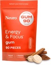 NeuroGum Energy & Focus Gum (Cinnamon, 90 Pieces): 144g Natural Caffeine + L-Theanine + Vitamin B12 & B6 + Xylitol = 124; Sugar Free Nootropic Cognitive Brain Performance Suplemen