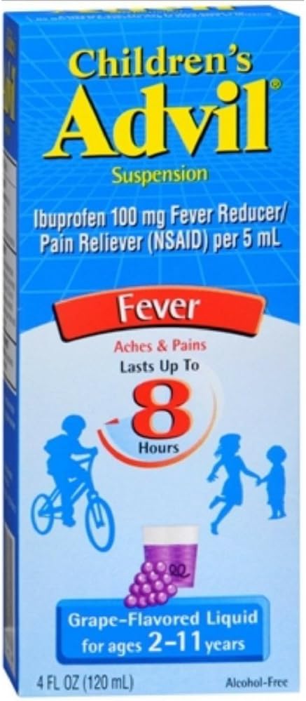 Advil Children 's Oral Suspension Flavored oz. Grape 4 Fl Oz (Pack of 1)