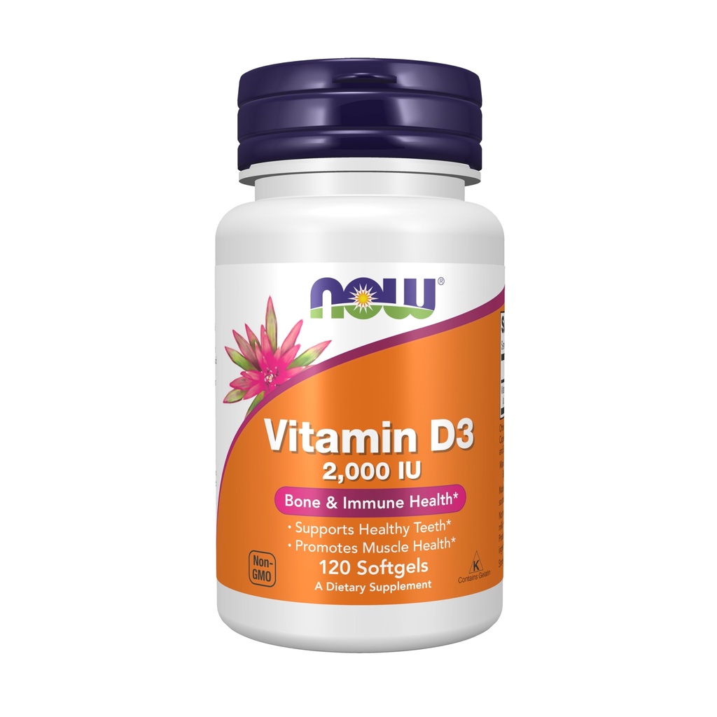 Sekarang Suplemen Makanan, Vitamin D- 3 2.000 IU, Potensi Tinggi, Dukungan Structural *, 120 Softgels