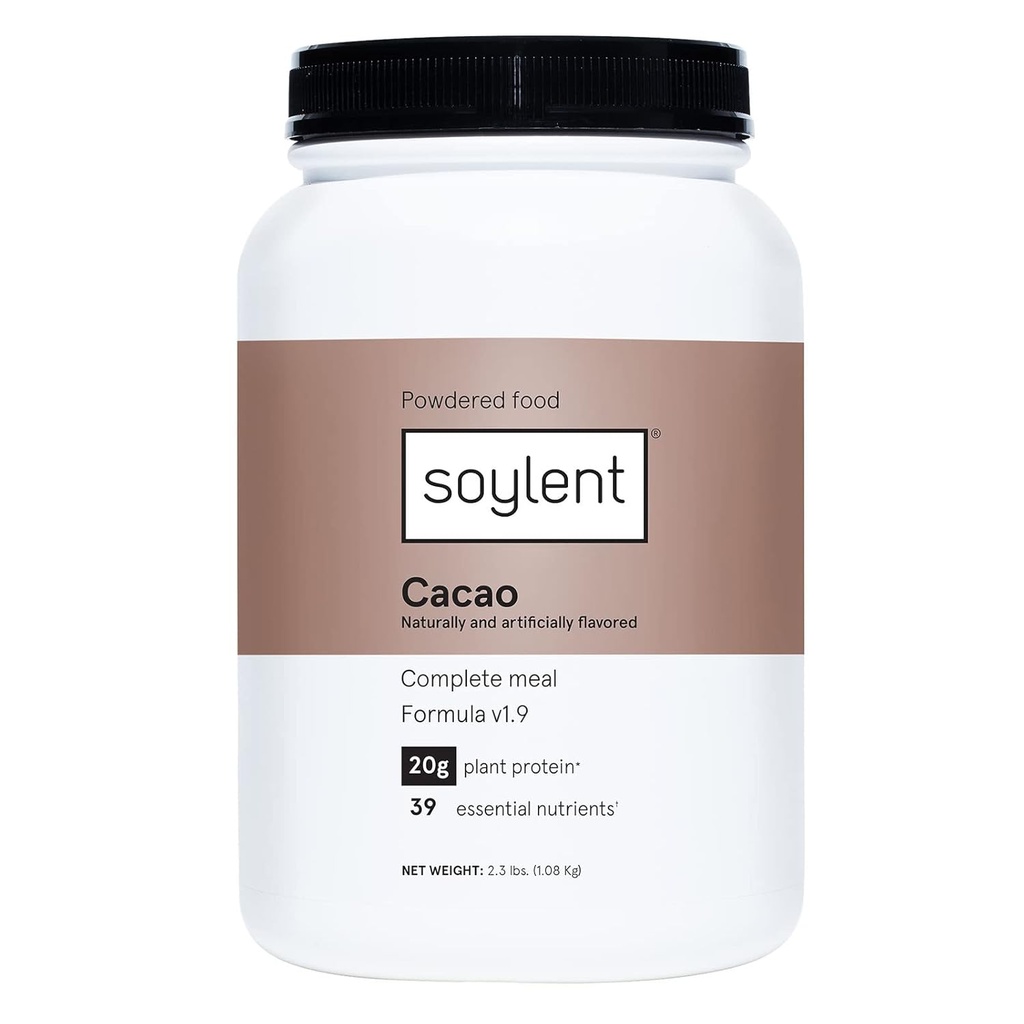Soylent Complete Nutition Meal Replacement Protein Powder, Cacao - Plant Based Vegan Protein, 39 Escalypse Nutrients - 36.8oz