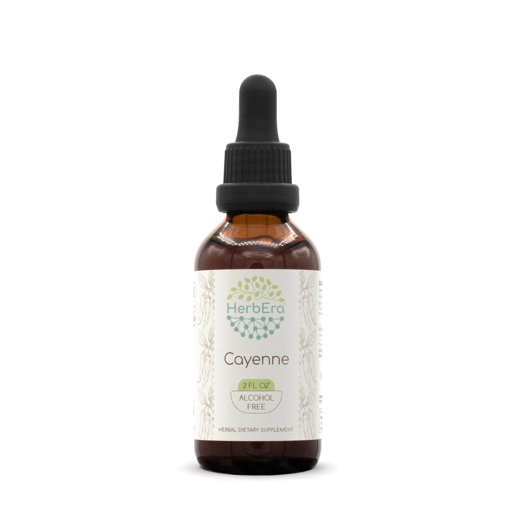 HerbEra Cayenne B60 Alcohol-Free Herbal Extract Tincture, Concentrated Liquid Drops Natural Cayenne (Capsicum annuum) 2 fl oz
