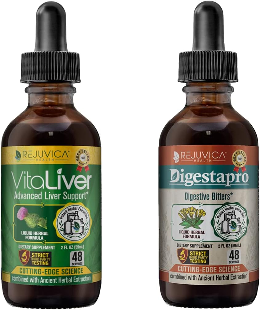 Rejuvicia Health VitaLiver & DigestaPro - Advanced Liver & Distolve - Liquid Deliption for Better Subject - Milk Thistle, Chanca Piedra, Artichoke, Dandelion & More!