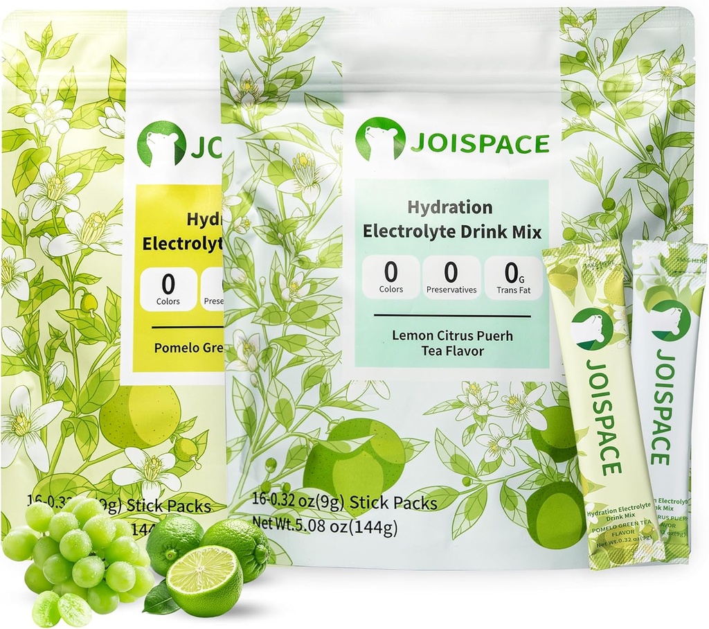 JOSTACE Electrolite Drink Mix dengan Tea Polyphenol 124; Hidration Cepat & Electrolytes Boost Boost 124; Non- GMO, Vegan, Gluten- Free 124; Pomelo Tea Temple Tea Leme, 32 Services