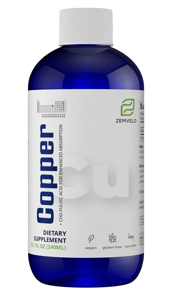 Liquid Ionic Chlated Copper 124; Natural Elixir for Healthy Connective Tows 124; Healthy Hair, Skin, Nails & Collagen 124; Healthy Iron Levels 124; Mood Keseimbangan 124; 3 Pasokan Bulan