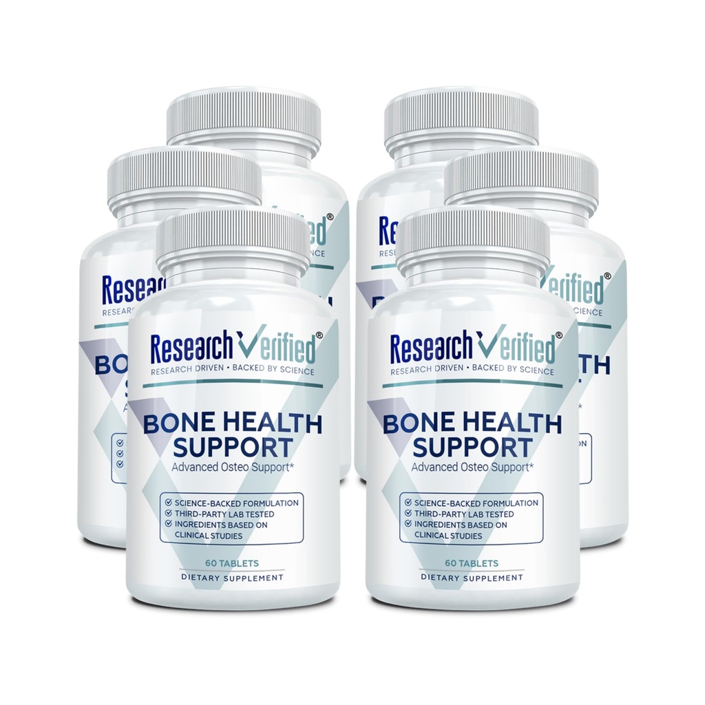 Research Verified Bone Health Support - Rebuild Bone Mass - Triple Calcium Complex, Vitamin D3, Vitamin K2, Soy Isoflavones, BioPerine - 360 Tablet - 6 Bulan Suppply
