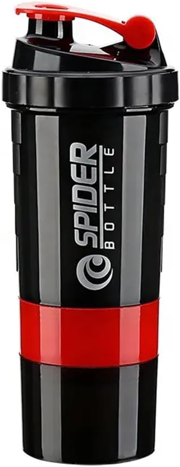 5 Dalam 1 Protein Sake Bottle - Seri Profesional Sake untuk Protein Shakes Dan Pra Workout Gym Bottle, Dengan Powder Storage, Pill Tray, Mixing Ball, Piala Shakes (merah)