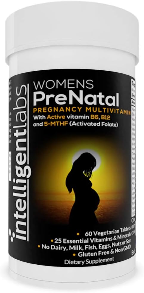 Intelligent Labs 's Prenatal Multivitamin, 25 Estimate Pregnancy Vitamin dan Mineral, dengan 5-MTHF Aktivated Falate, Active B12 dan B6, Easy- ToTake, 2 Bulan Suppply