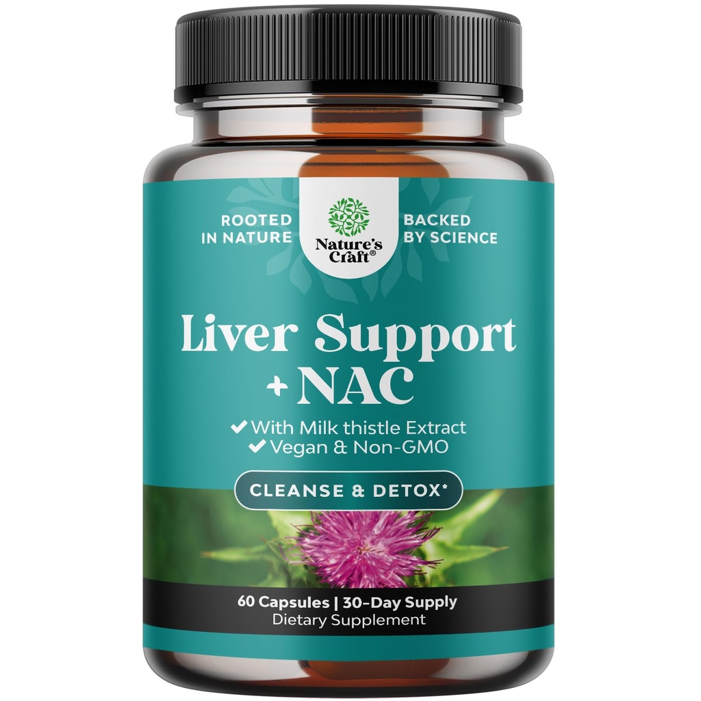 Dukungan untuk NAC Suplemen dengan Milk Thistle untuk Detox Cleanse & Repair - N Acetyl Cysteine Suplemen Liver Cleanse dengan Turmeric, Choline, Dandelion & L-Glutathione - 60 Count