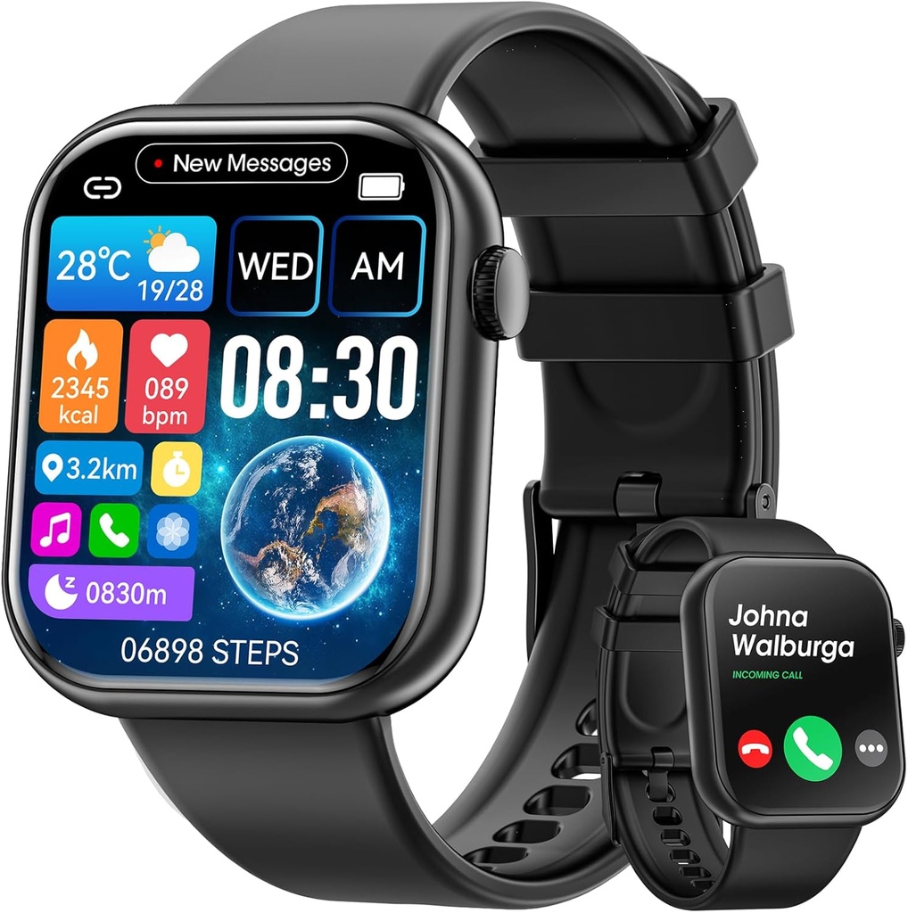 Hwagol Smart Watch (Answers / Make Call) 1.85inch Fitness Tracker, DIY Dials / Pedometer / Calories / Multiple Sport Modes / Voice Assistant, Smart Watches for Men Women Android iOS Phones