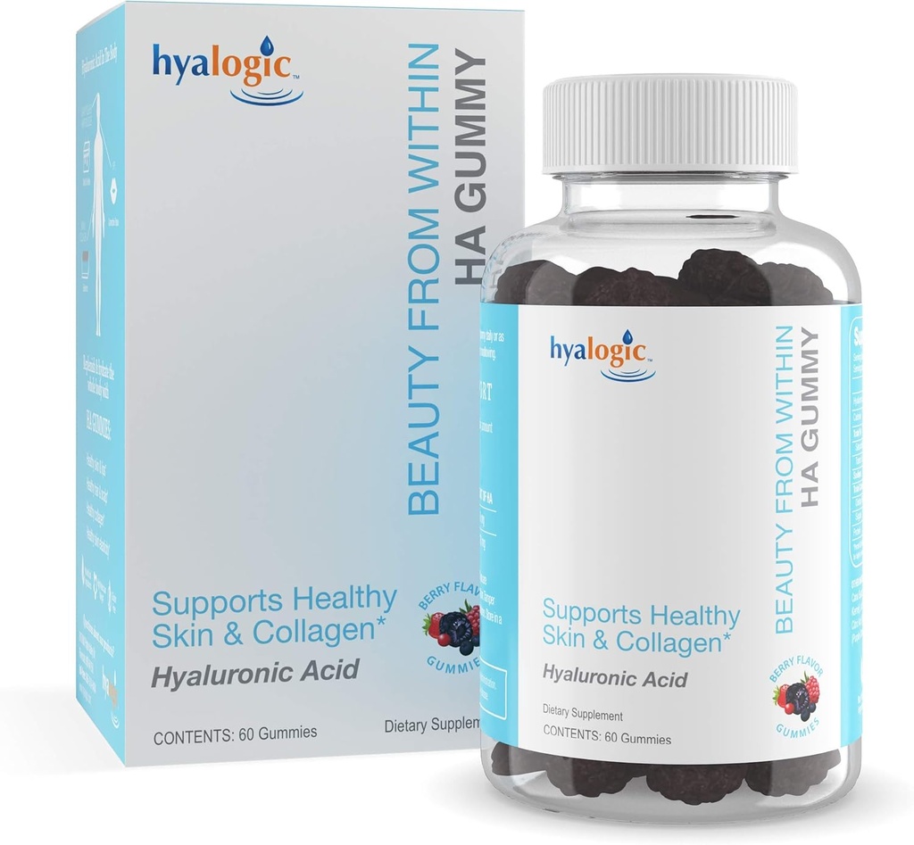 Hyalogik Beauty from In Hyaluronic Acid Gummies - Ideal for Skin Care and Hair Growth - Delicious Berry- Flavored Gummy Vitamin - Vegan & Gluten Free (60 Gummids)