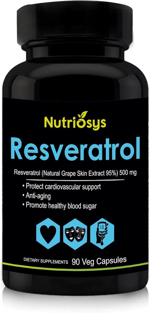 Resveratrol 500mg Supplemen 124; Resveratrol Capsules untuk Dukungan Antioksidant & Cellular Kesehatan 124; Suplemen Nutres untuk Pria & Perempuan; 90 Katup Veg untuk Jenderal Wellness