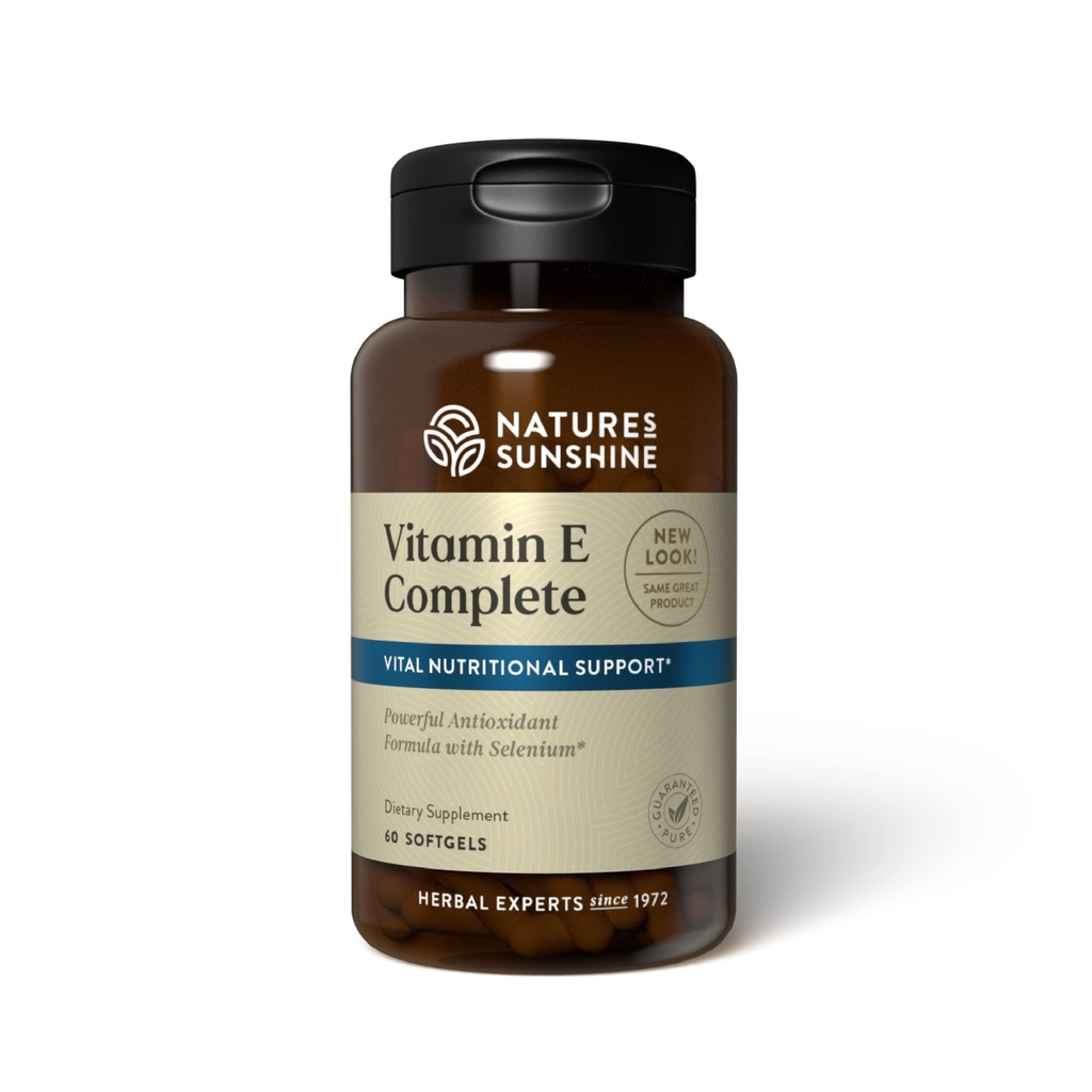 Nature 's Sunshine Vitamin E Complete w / Selenium, 60 Softgels 124; powerful Antioksidant Suplemen dengan Selenium dan semua Delapan Molecules dalam Vitamin E Family