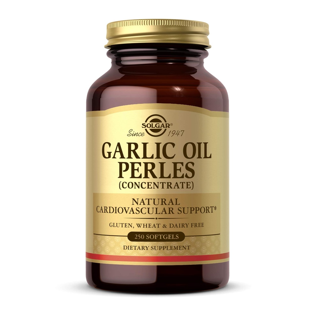 Solgar Garlic Oil Perles, 250 Softgels - Dukungan Kardiovaskular Natural - Konsentrat minyak bawang putih, Mengurangi Odor - Gluten Bebas, Dairy Bebas - 250 Hamba