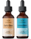 Herbamama Liquid Drops Kit - Bundle of Cat 's Claw Extract 2 quid oz dan Lemon Balm Tincture 2 - Vegan Herbal Extract - Non GMO, Sugar & Alcohol-Free - 2 Pack