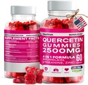 Quercetin Gummies - 2500MG dengan Bromelain, L-Theanine & Zinc Gegan Suplemen Kebal untuk Anak-anak & Dewasa - Bantuan Alergi & Lung Kesehatan