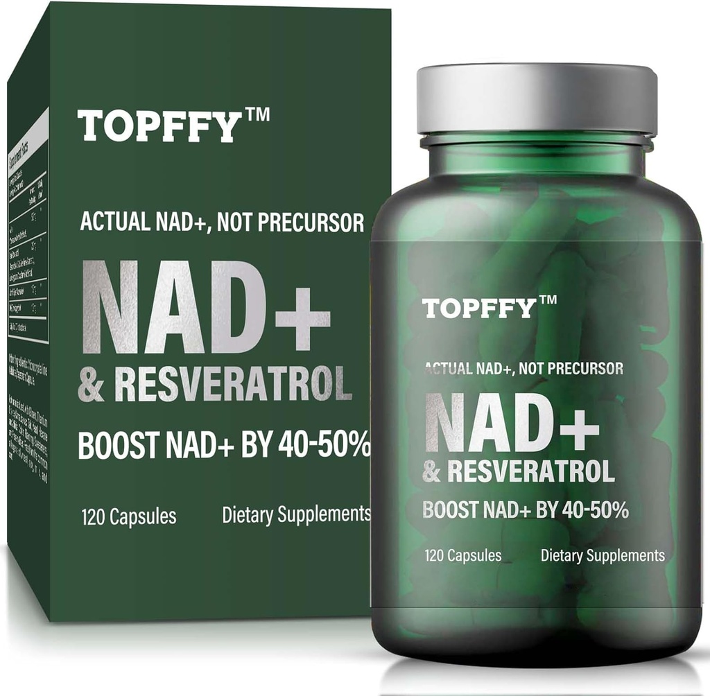 Tambahan NAD +, NAD + & Resveratrol Tambahan untuk Assorpsi Max untuk Dukungan Energi Sel, Penuaan Pertahanan, 120 Softgels