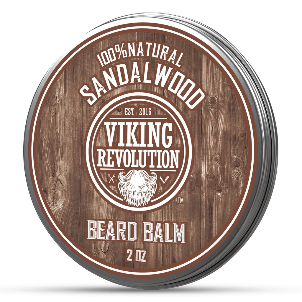 Revolusi Viking Sandalwood Balm - Beard Butter with Argan Oil, Beard Softtener for Men with Jojoba Oil - Beard Moisturizer for Men with Beeswax - Beard Wax for Men (2oz, 1 Pack)