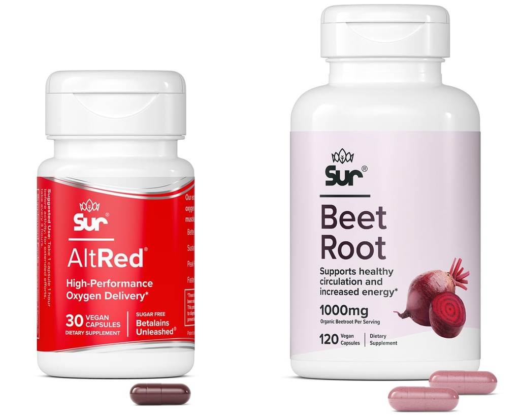 Sur Beet Root Capsules for Muscle Recovery and Sports Nutition and Sur Organic Beet Root Capsules Bundle