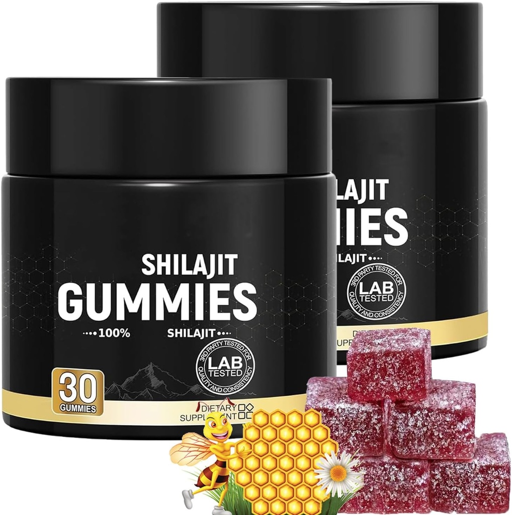 Himalaya Golden Grade Shilajit Gummies with Manuka Honey for Men & Women 124; Blood Orange Oil Flavor 124; 85 + Trace Minevic Acid for Focus & Energy Heally Gummies -30 Count (2)