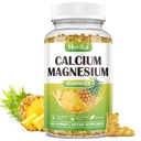Kalsium Magnesium Zinc Gummies, Kalsium Magnesium 2: 1 Rasio dengan Vitamin D3, K2, B6, B12 untuk Kekuatan Tulang, Fungsi Otot & Fungsi Kesehatan Nerve, Extra Absorpsi Formula, Vegan, Pineapple Flavor 60 Gummies