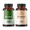 HERBAMAMA Rhodiola Rosedan Ashwagandha Kit - Bundle of 1000 mg Rhodiola Rossules Capsules & 1500 mg Ashwagandha Root Capsules - Vegan, Non-GMO, Gagatin- Free - 2 Pack