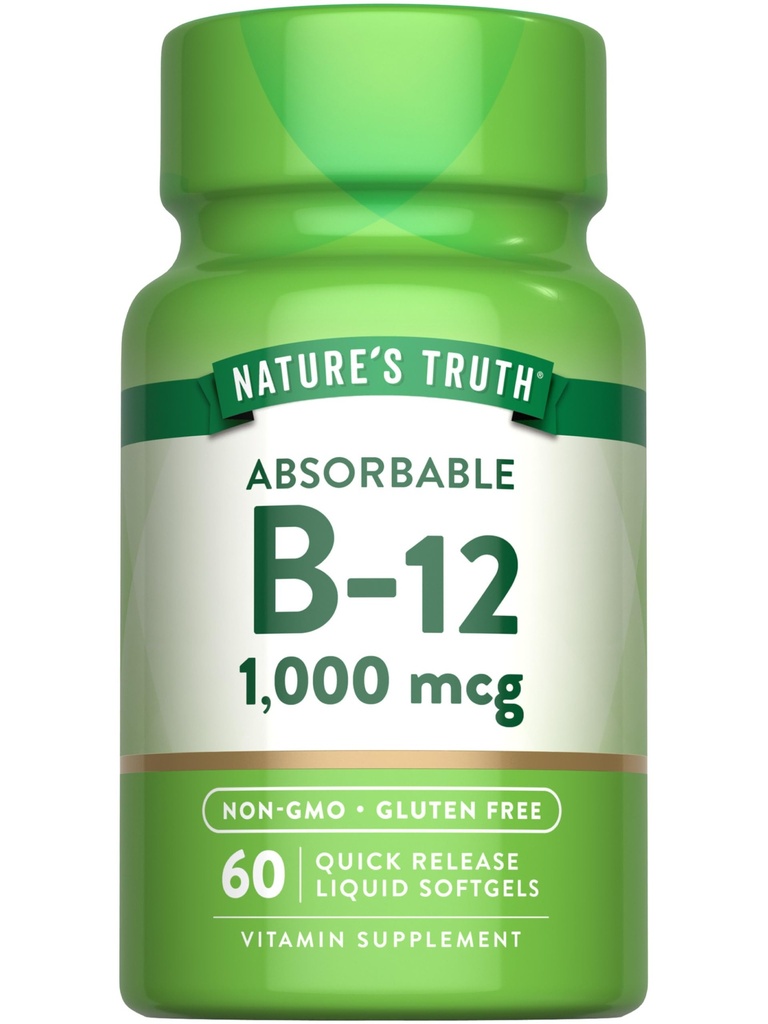 Nature 's Truth Vitamin B12; 1000 mcg 124; 60 Softgels 14; Non-GMO & Gluten Free Suplemen