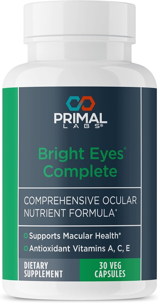Primal Health Bright Eyes Complete - Ocular & Macular Health - Clear Vision - Lutein & Dalxanthin Formula - Healthy Eyeighing - Relieves Eye Strain from Blue Light - Dietary Supplemen - 30 Kapsul