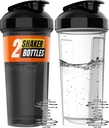 WrexX 2 Pack Protein Shake Bottle - upto 28oz, 2x Shaker Ball, Portabel Pre Workout Whey Protein Shakes for Protein Shakes, Leak Bukti Botol Shaker untuk Mixes Protein