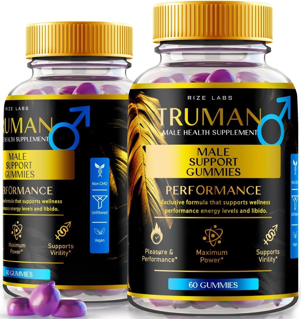 Rize Labs (2 Paket) Truman Gummies, Truman for Men, Truman Performance Suplement Reticles, Truman Gummy, TrumanMan Supplemen Tru-Natural, Gomita (120 Gummies)