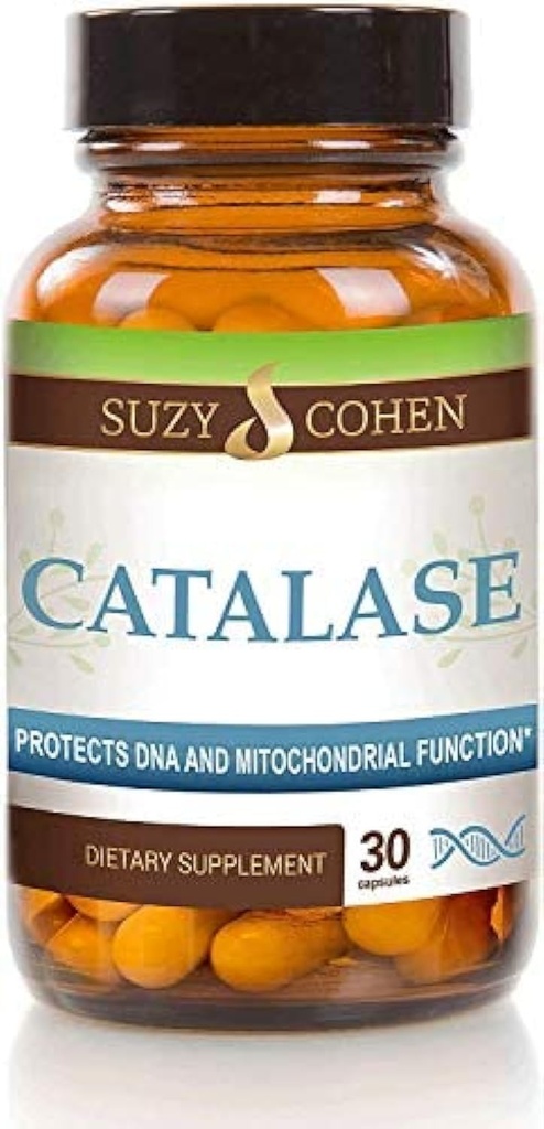Suzy Cohen Catalase 12.500 CATu Dieter Suplemen, Liver Enzyme, Neutralized Hydrogen Peroksida, Supports Skin, Hair, dan Overall Wellness, 30 Delayed- Rilis Kapsul