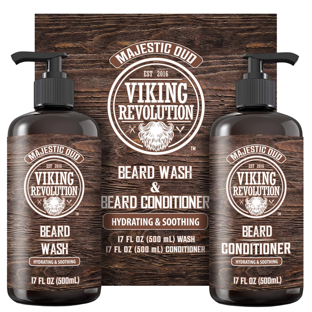 Viking Revolution Beard Wash and Beard Conditioner for Men with Argan Oil and Jojoba Oil