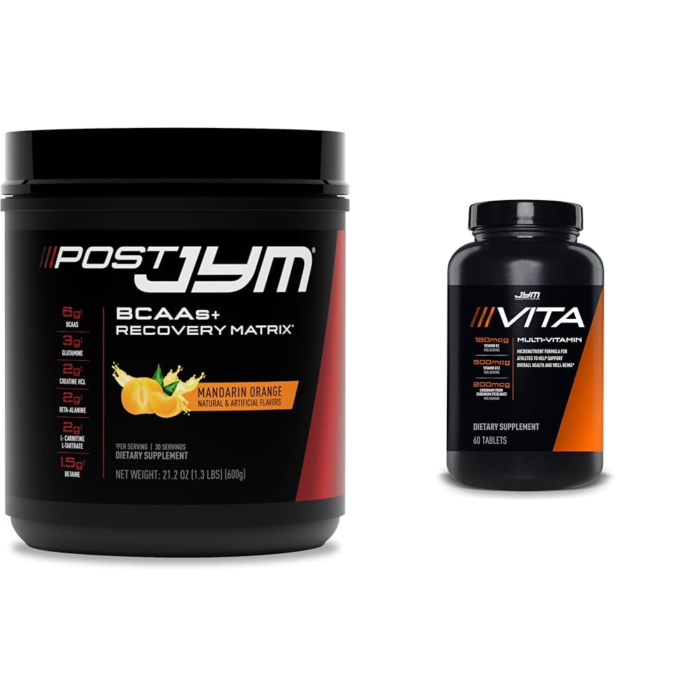 Post JYM Active Matrix Postout-Workout with BCAAs, Glutamine & More + Vita JYM Sports Multivitamin for Athletes, 60 tablet