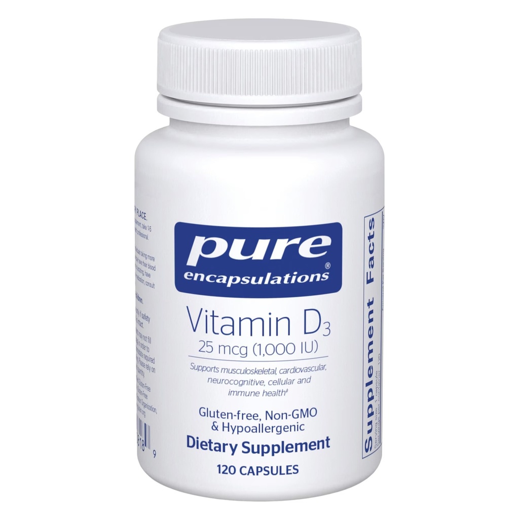 Encapsulasi Murni Vitamin D3 25 mcg (1,000 IU) - Tambahan untuk Mendukung Bone, Gabungan, Breast, Heart, Colon & Imune Kesehatan - dengan Premium Vitamin D - 120 Capsules