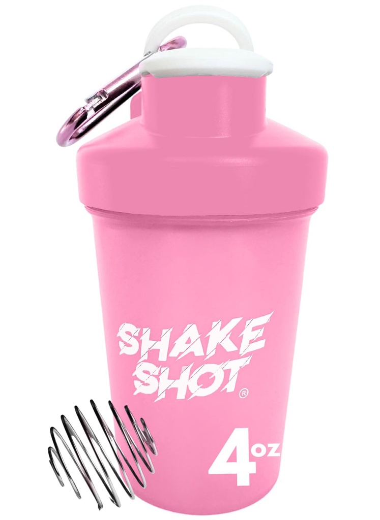 Pink - 4oz Mini Shaker Bottle for Pre Workout, Creatine, Small Scoop Suplemen (Not for Protein) Clip & Shaker Ball