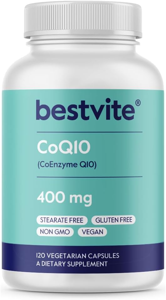 BestVITE Koenzim CoQ10 400mg (120 Vegetarian Capsules) Alami Difermentasi - Tidak ada Stearat - Vegan - Gluten Bebas - non GMO