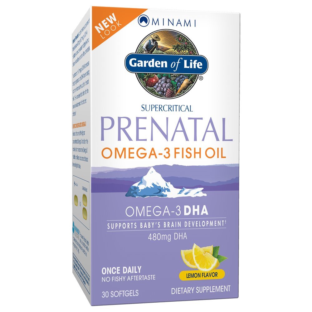 Taman Kehidupan Prenatal DHA Omega 3 Tambahan Minyak Ikan - Minami Natural Prenatal, Lemon, 30 Softgels