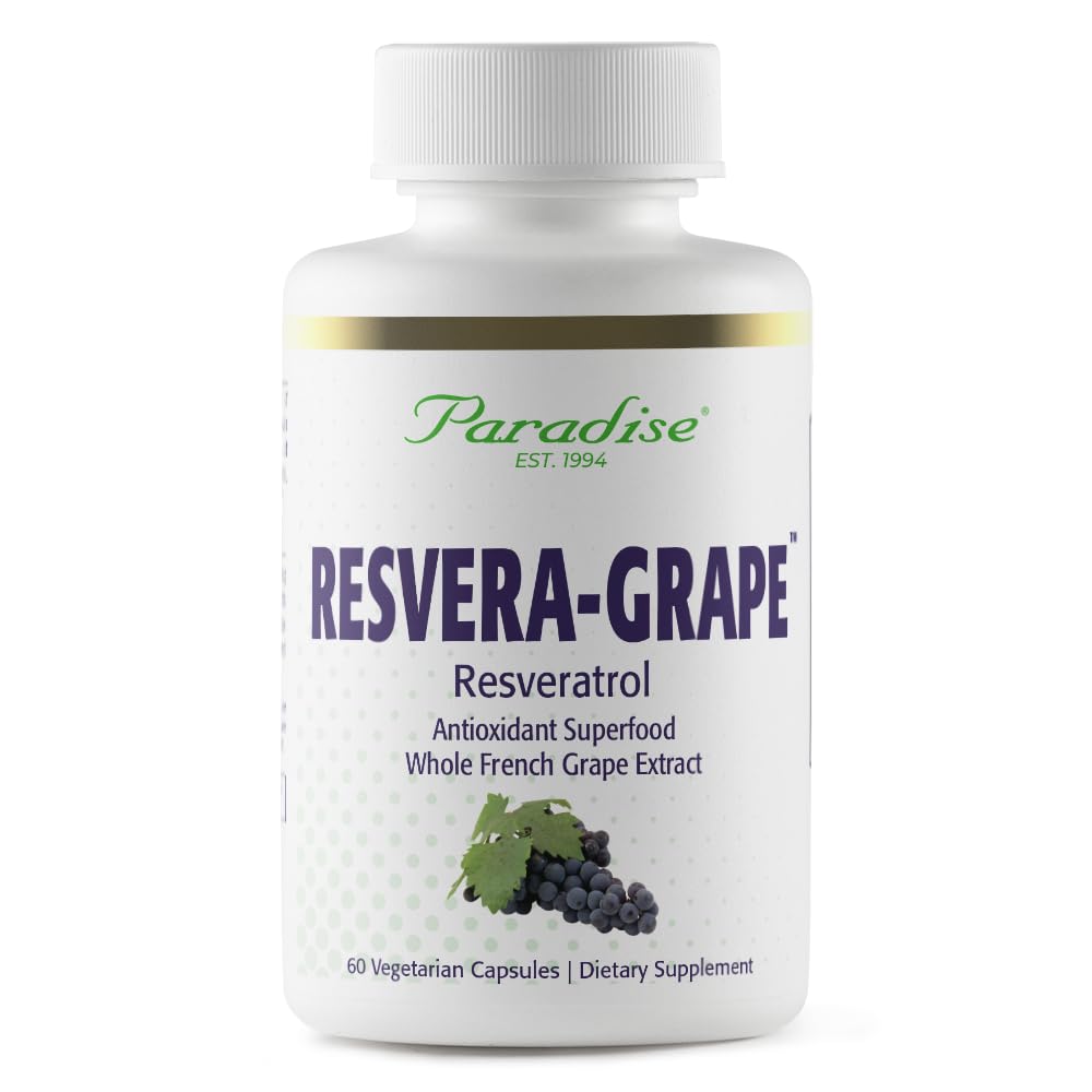 Paradise Herbs Resveragrape, Resveratrol + Polyphenols + Opc 's, Super Venable, Ultra Pure, Non-GMO, Gluten Free, 60 Vegetarian Capsules