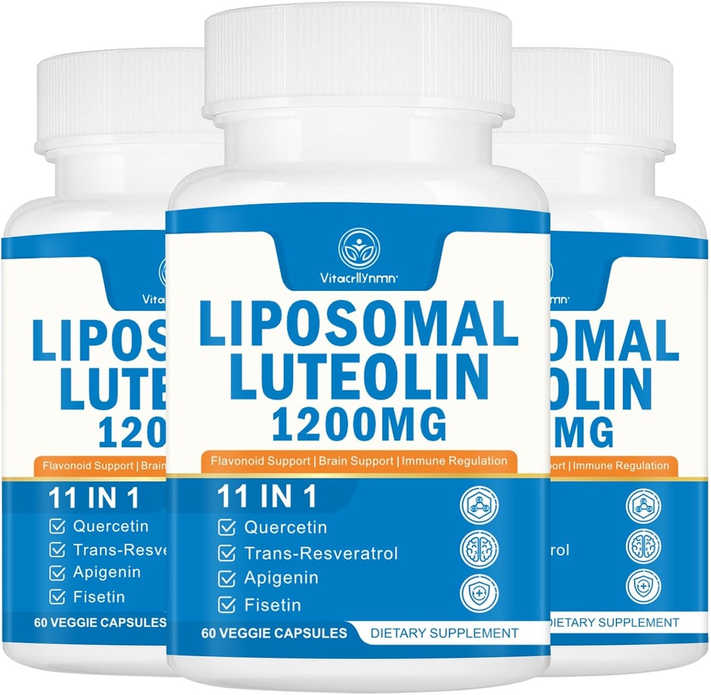 1200MG Lipomal Luteolin Suplement - Maksimum Absorpsi, Antioksidant Boost for The Brain 180 Kapsul