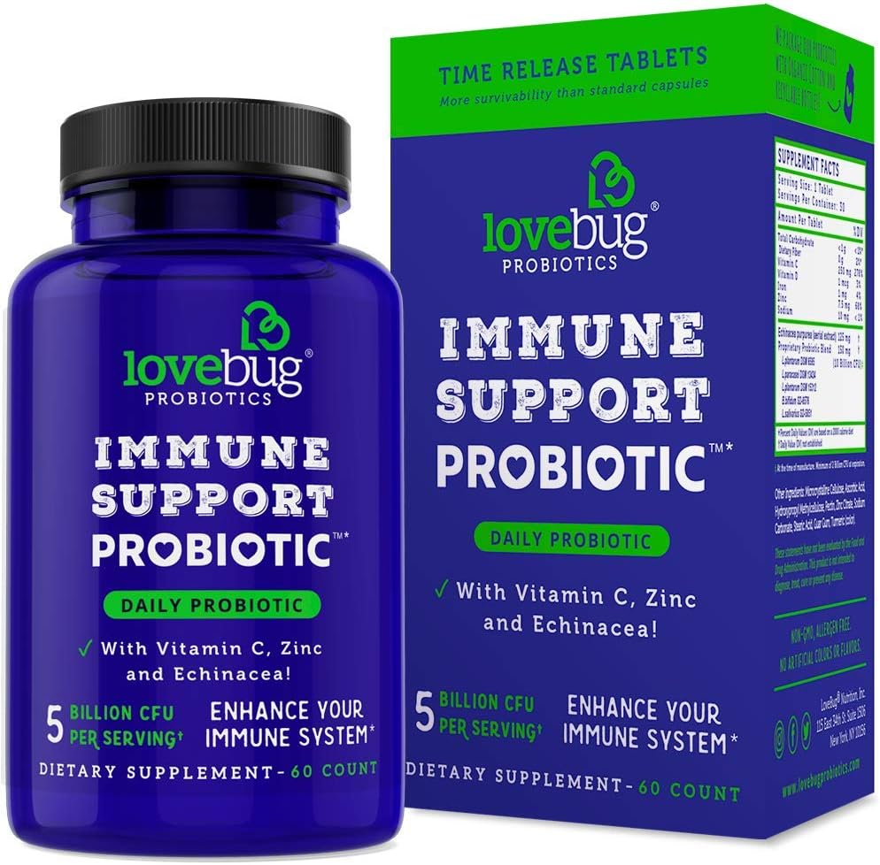 kutu cinta PROBIOTICS Imuniune Dukung Probiotik Harian & Perempuan, 40 Milyar CFU & 6 Strains, termasuk Vitamin C, Zinc & Echinacea, 30 Capsules, Vegan & Non-GMO