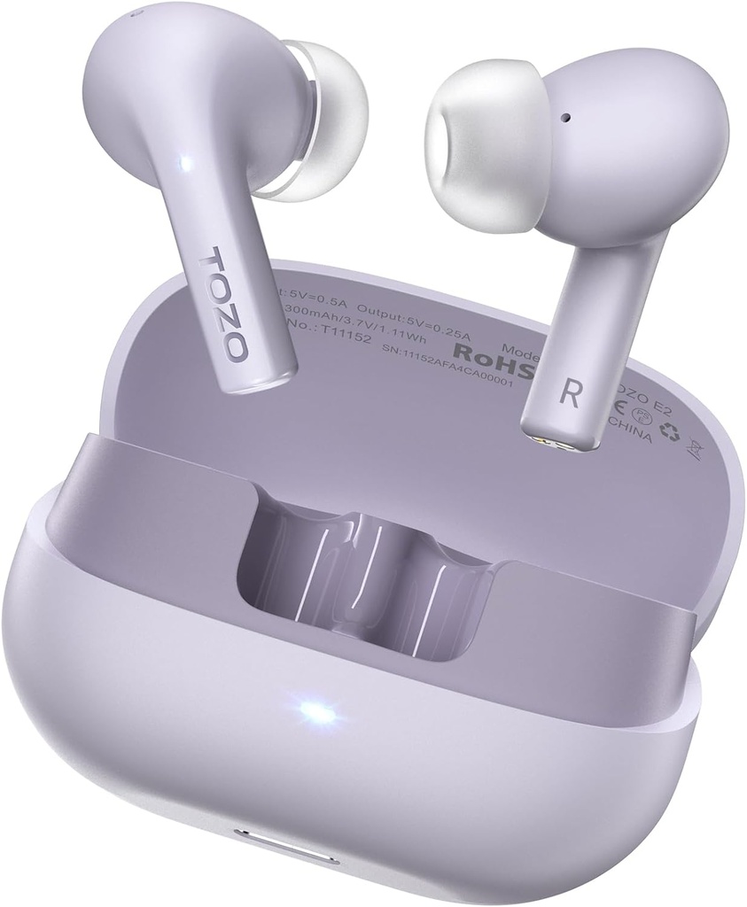TOZO E2 Wireless Earbuds with 2 Mics AI Call Noise Cancellation, 10mm Driver with Powerful Bass, App Customize 32 EQs, 30H Playtime, Bluetooth 5.Ear Buds, Comfort Fit in-Ear Headphone