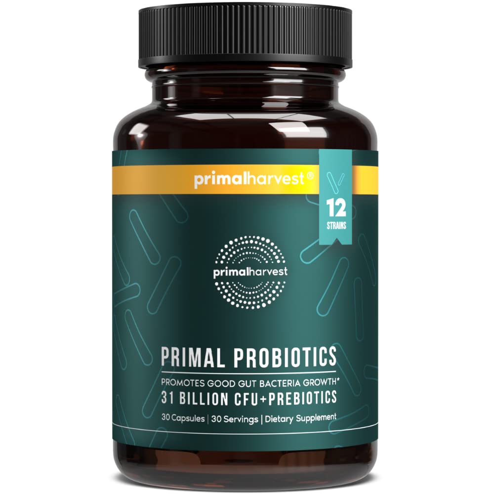 Produksi Primal Harvest untuk Suplemen Probiotik Wanita & Pria Harian dengan 12 Strains untuk Gut & Digetical Kesehatan 30