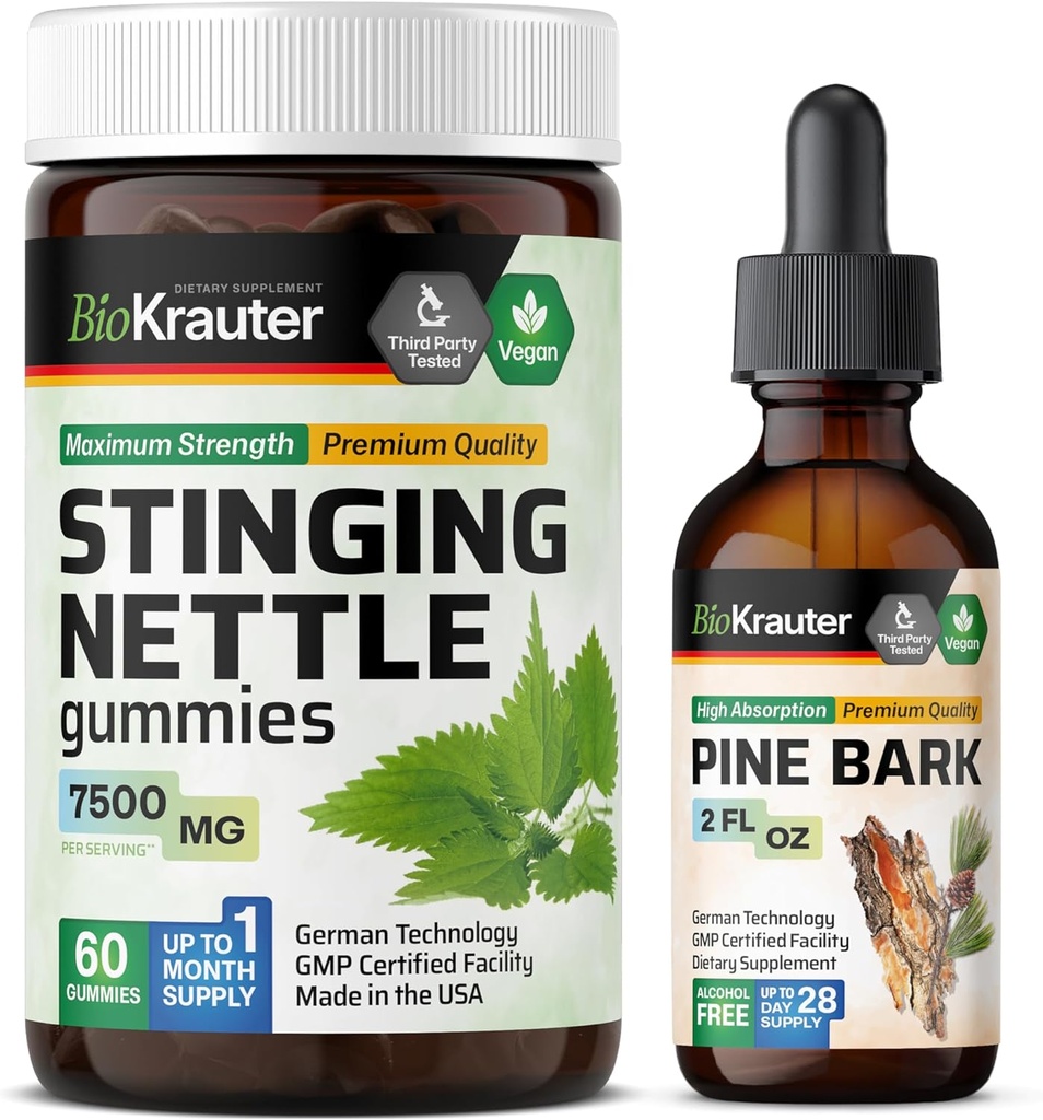 BIO KRAUTER Stinging Nettle 60 Gummies & Pine Bark Tacture 2 Fl.