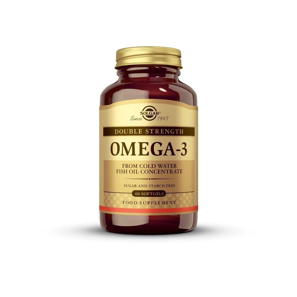 Solgar Kekuatan Ganda Omega 3 700 mg - 60 Softgels - termasuk 600 mg EPA & DHA - Non-GMO, Gluten Free - 60 Servings