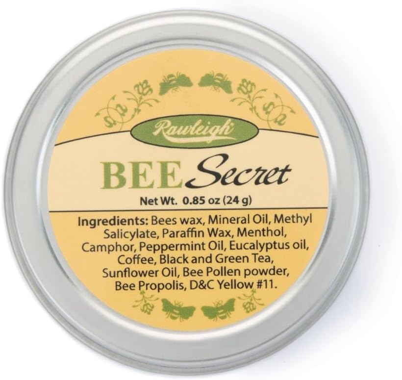 Rawleigh Bee Secret Soothing Balm: 0.85 oz, All- Natural Balm untuk Sore Muscles, Aches, Bites, Cold Sores, Headches with Bee Wax, Pollen + Peppermint & Eucalyptus Oils, Pack of 1