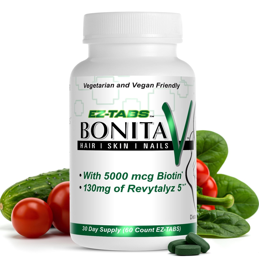 Sumber Escalypse Bonita V Vegan Nails dan Skin Vitamin for Women - 20 Active Ingreations termasuk Biotin - Stronger Nails, Healthy Skin, Hair Growth - 60 EZ- TAB Vevgie Tablet