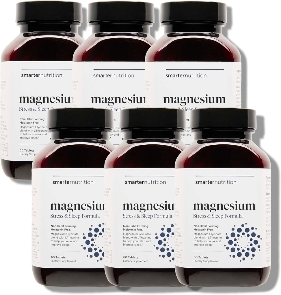 Smarter Nutrition Magnesium Complex - Cheleated Magnesium Glycinate + Citrate, Malate for Sleep, Relation, Muscle & Neres + Clinical Proven L- Theanine, Non-GMO-360 Tablet [180- Day Suppply]