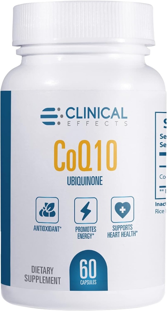 Efek Clinical CoQ10 Tambahan - Koenzim Q10 200mg - 30- Hari Suppply - Ubiquinone antioksidant Suplemen untuk Kesehatan Jantung, Fungsi Kognitive dan Dukungan Energi - 1 Capsule sehari - Dibuat di Amerika Serikat